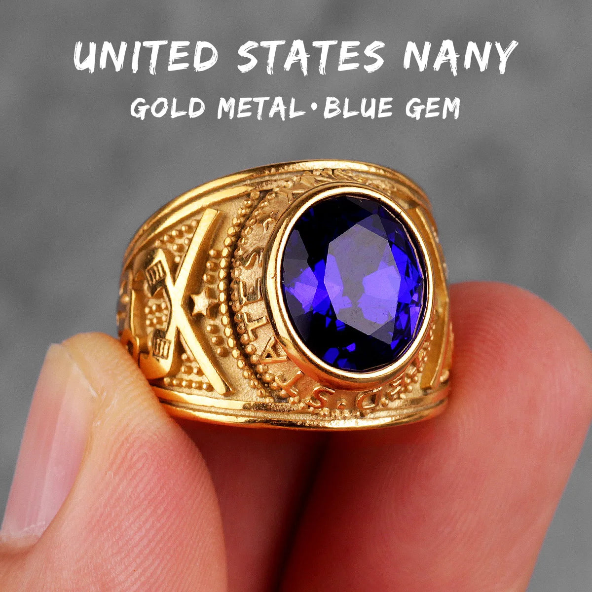 Stainless Steel Mens Rings Gold Silver Color Red Blue Rhinestone Simple Luxury for Male Boy Jewelry Creativity Gift Wholesale