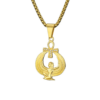 Gold Ankh Cross Pendant – Stainless Steel Key of Life Necklace for Men & Women