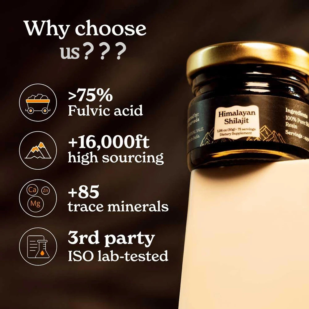 Pure Himalayan Shilajit, Soft Resin, Ortganic & High Nutritional Potency Fulvic Acid, Energy & Immune Support for Men & Women