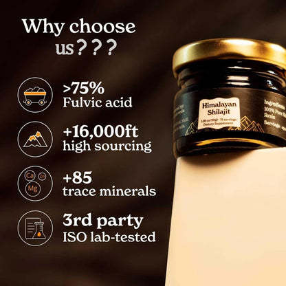 Pure Himalayan Shilajit, Soft Resin, Ortganic & High Nutritional Potency Fulvic Acid, Energy & Immune Support for Men & Women