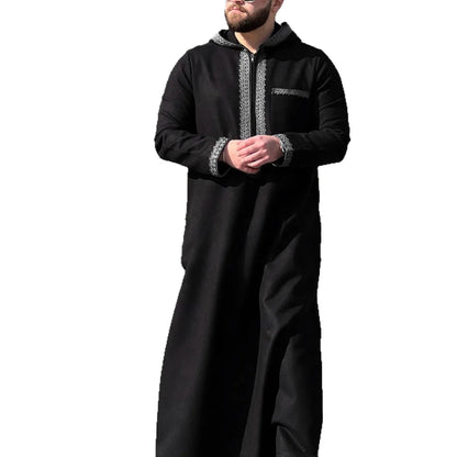 Men Robe Jubba Thobe Eid Muslim Abaya Hooded Dishdasha Islamic Embroidery Dubai Abayas Ramadan Morocco Male Prayer Kaftan 2026