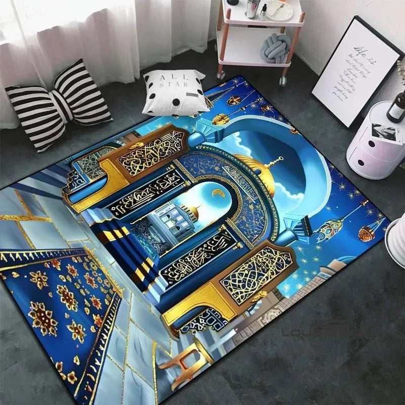 Soft Islamic Prayer Rug for Muslim Women, Elegant Carpet, Home Decoration Portable Prayer