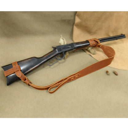 WAYNE'S DOG 1 Combo LeatherRifle Gun No Drill Harnessed Buttstock Holder with Barrel Mount with Matched Gun Sling Shoulder Strap