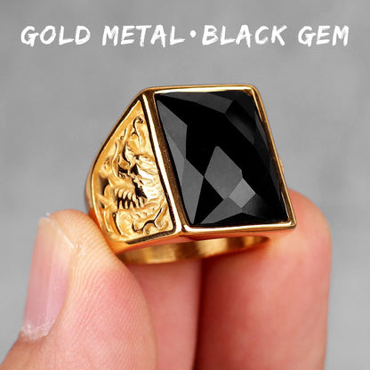 Stainless Steel Mens Rings Gold Silver Color Red Blue Rhinestone Simple Luxury for Male Boy Jewelry Creativity Gift Wholesale