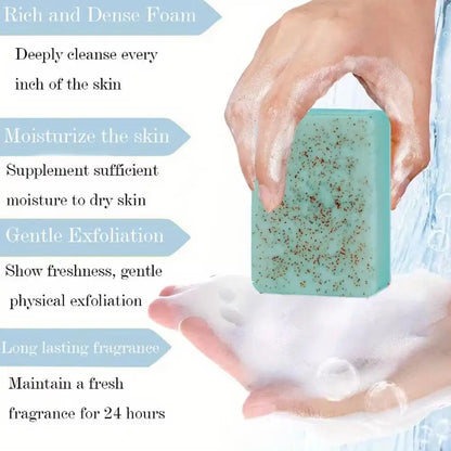 1/2PCS 100G Seaweed scrub particle soap is rich in vitamin E. It contains olive oil, which gently cleanses the face, moisturizes