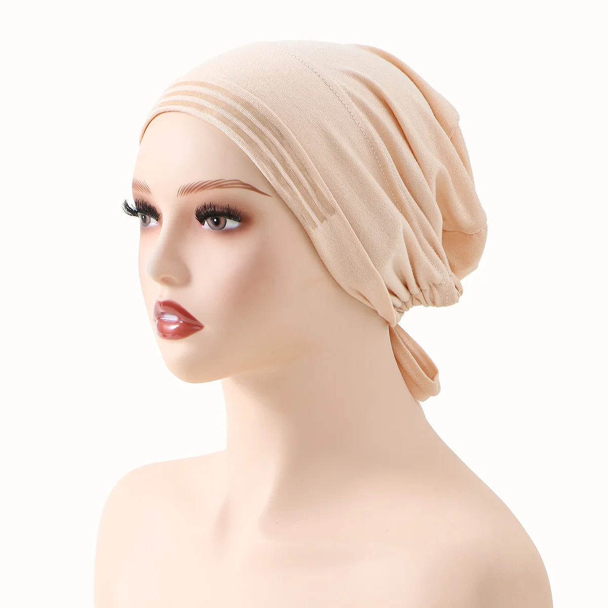 New Muslim Women Non-Slip Hijab Caps Undercap Solid Color Elastic Band Beanie Hat Adjustable Bonnet Hat Inner Cap Bandana Turban