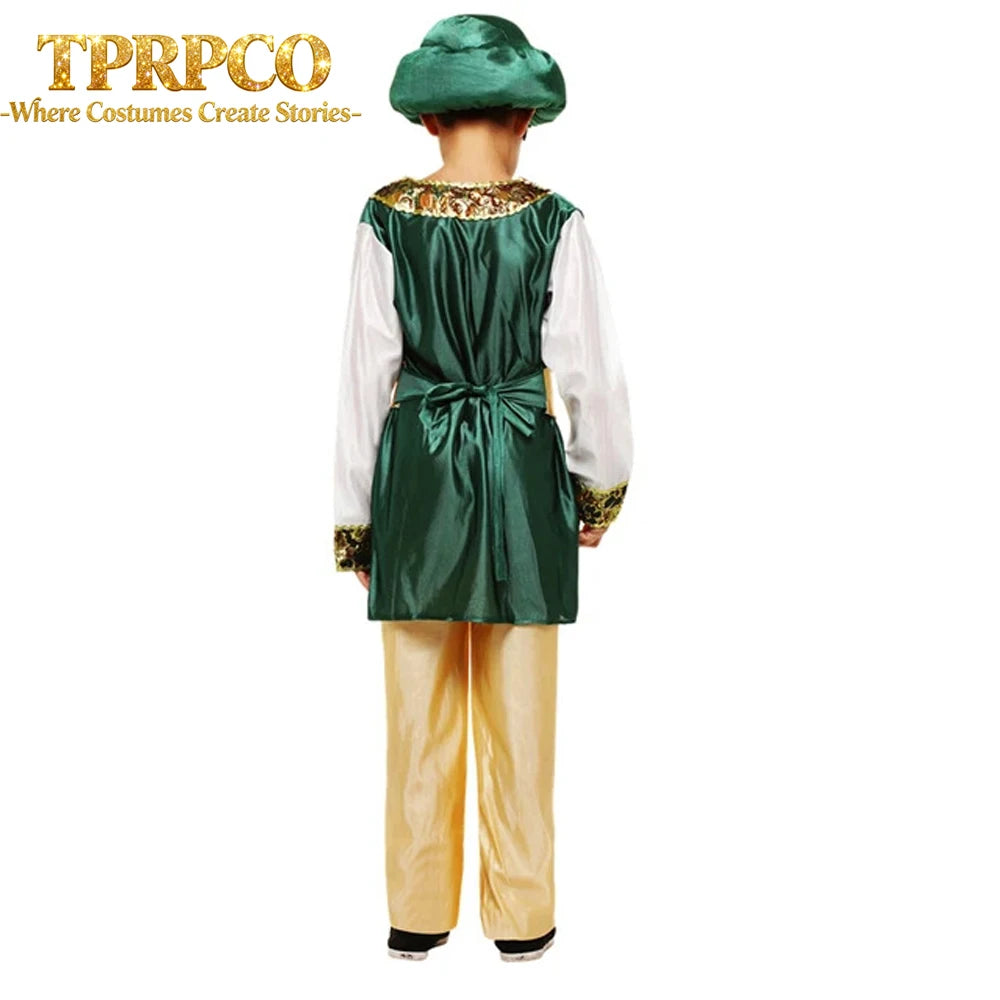 Purim halloween Party Aladdin Costumes Aladdin Lamp genie costume Adam prince Fantasia Arab Clothing boy Carnival