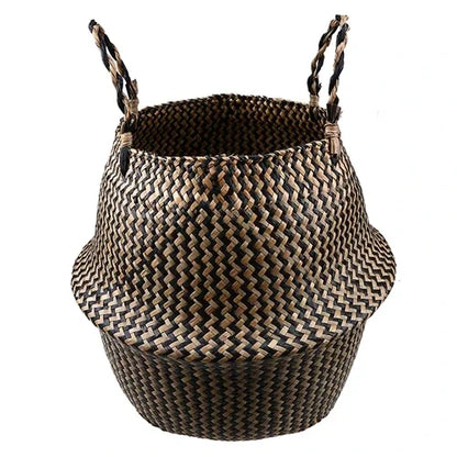 WHISM Handmade Seagrass Storage Basket Flower Pot Rattan Container Toys Organizer Holder Laundry Basket Home Decor Dropshipping