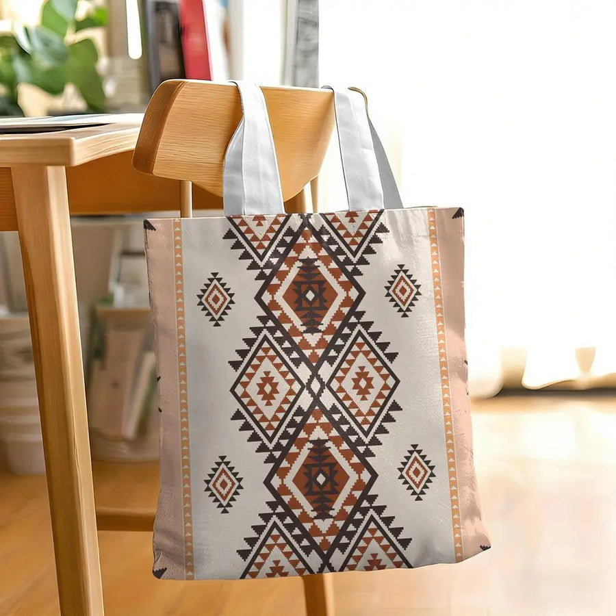 Azteca Nomad – Navajo Pattern Double-Sided Canvas Shoulder Tote