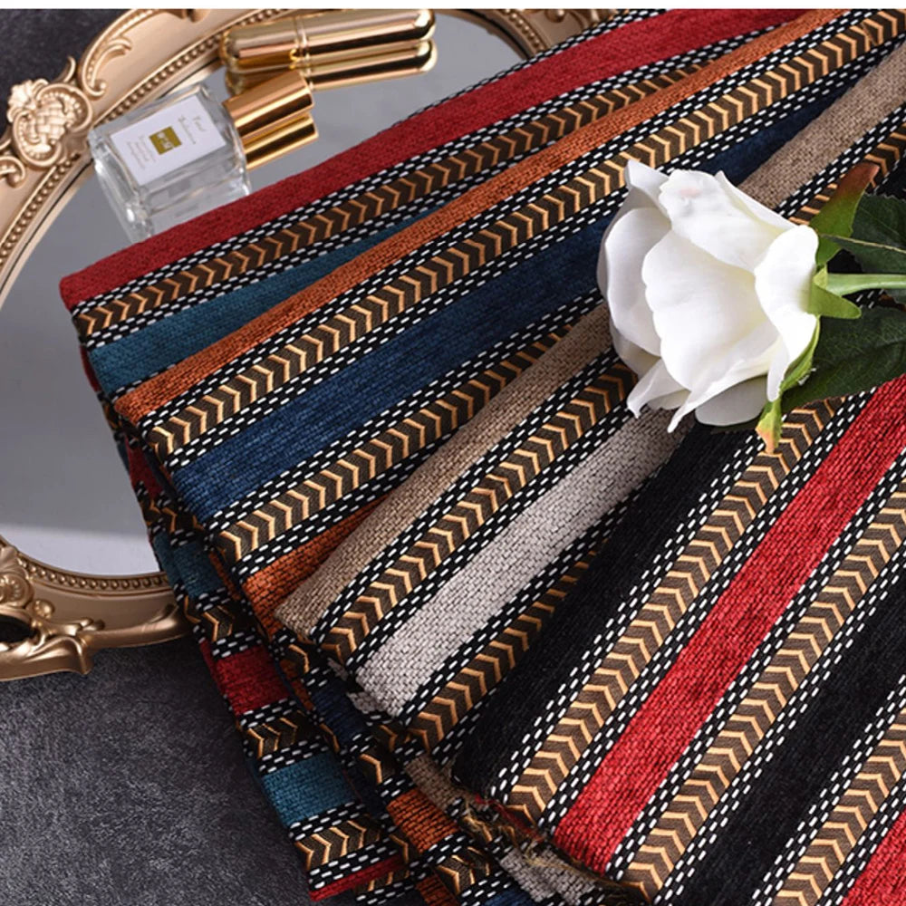 148x100cm Thickener Chenille Jacquard Sofa Fabric Cloth Stripe Luxury Anti-Slip Sofa Cover Boho Fabric Set Luggage DIY Clothing