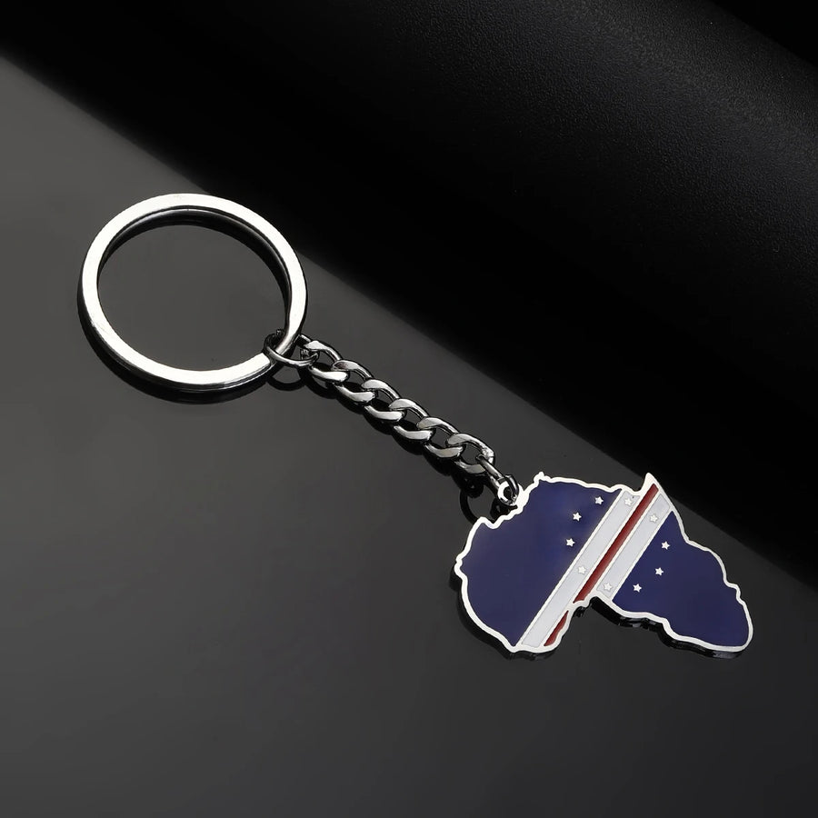 Africa Map Keychain – Stainless Steel Hip-Hop Jewelry, Morocco to South Africa