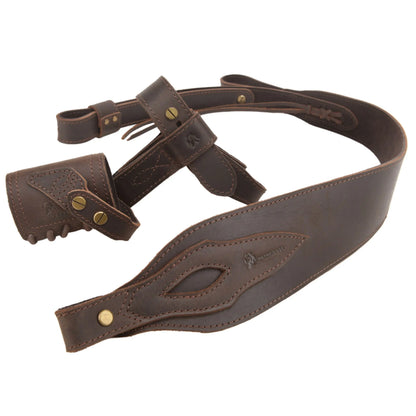 WAYNE'S DOG 1 Combo LeatherRifle Gun No Drill Harnessed Buttstock Holder with Barrel Mount with Matched Gun Sling Shoulder Strap