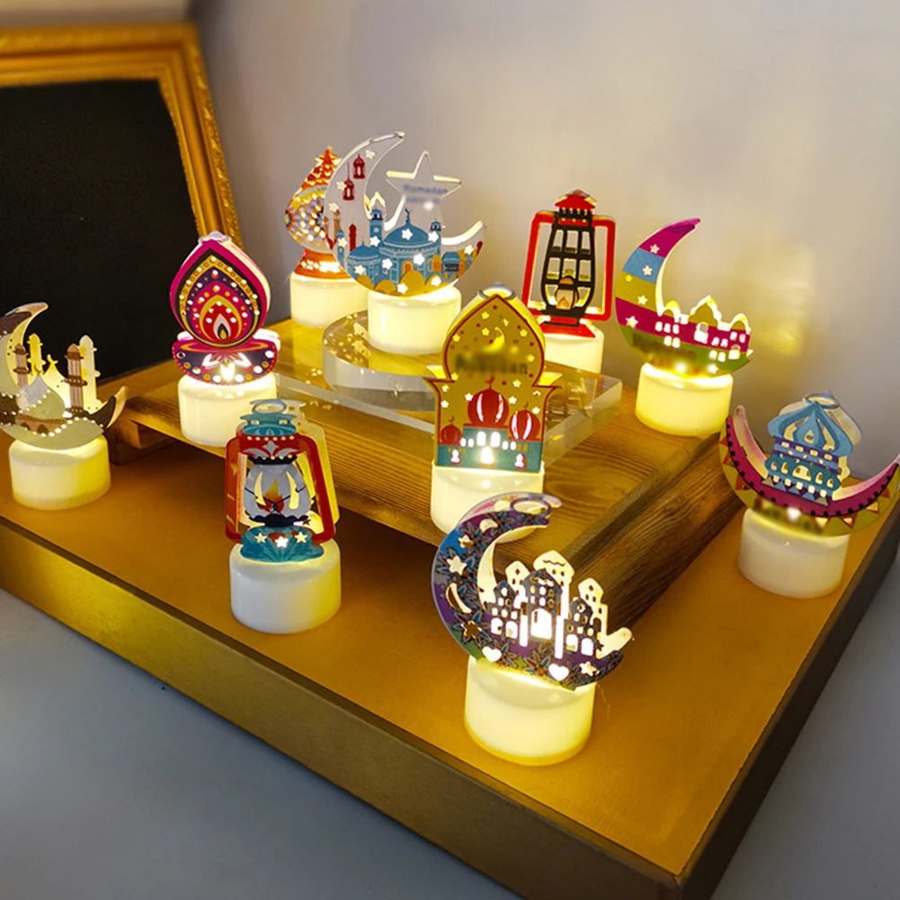 1Pc Home Eid Al Adha Al-Fitr Islam Middle East Muslim Party Decoration Candle Light 2026 Eid Mubarak Decor Ramadan Decoration