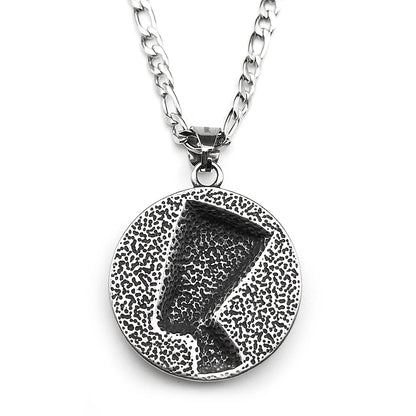 Nefertiti & Ankh Pendant – Titanium Steel Egyptian Cultural Symbol Necklace