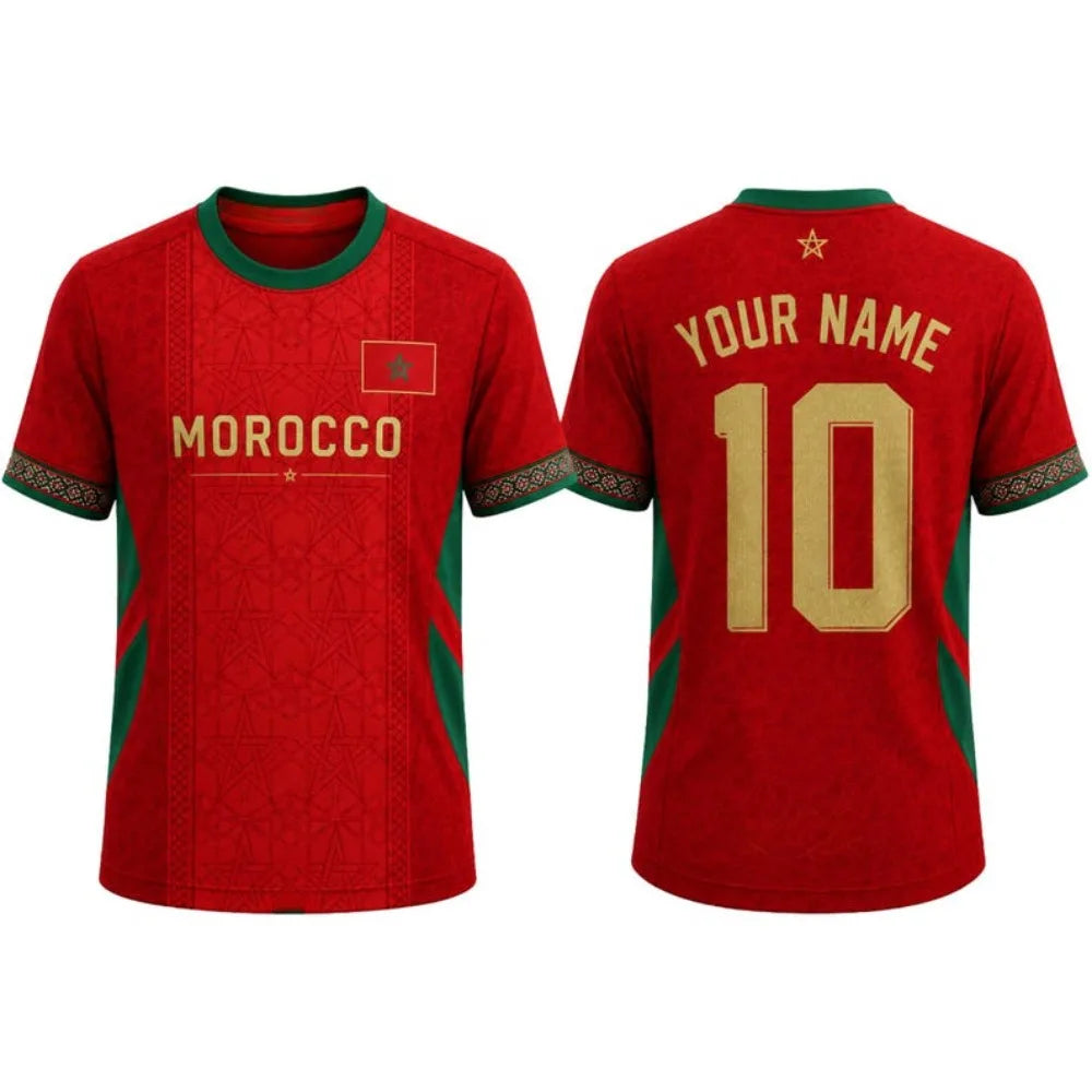 Morocco Flag Soccer Jersey – Unisex Y2K Summer Tee, Breathable Print Top