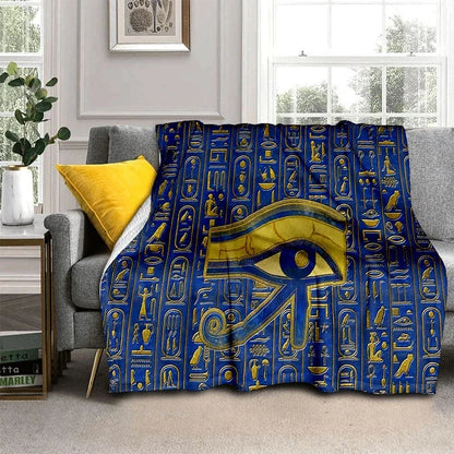 Pharaoh Hieroglyphic Egyptian Mythology Soft Flannel Blanket for Beds Bedroom Sofa Picnic,Throw Blanket for Outdoor Leisure Gift