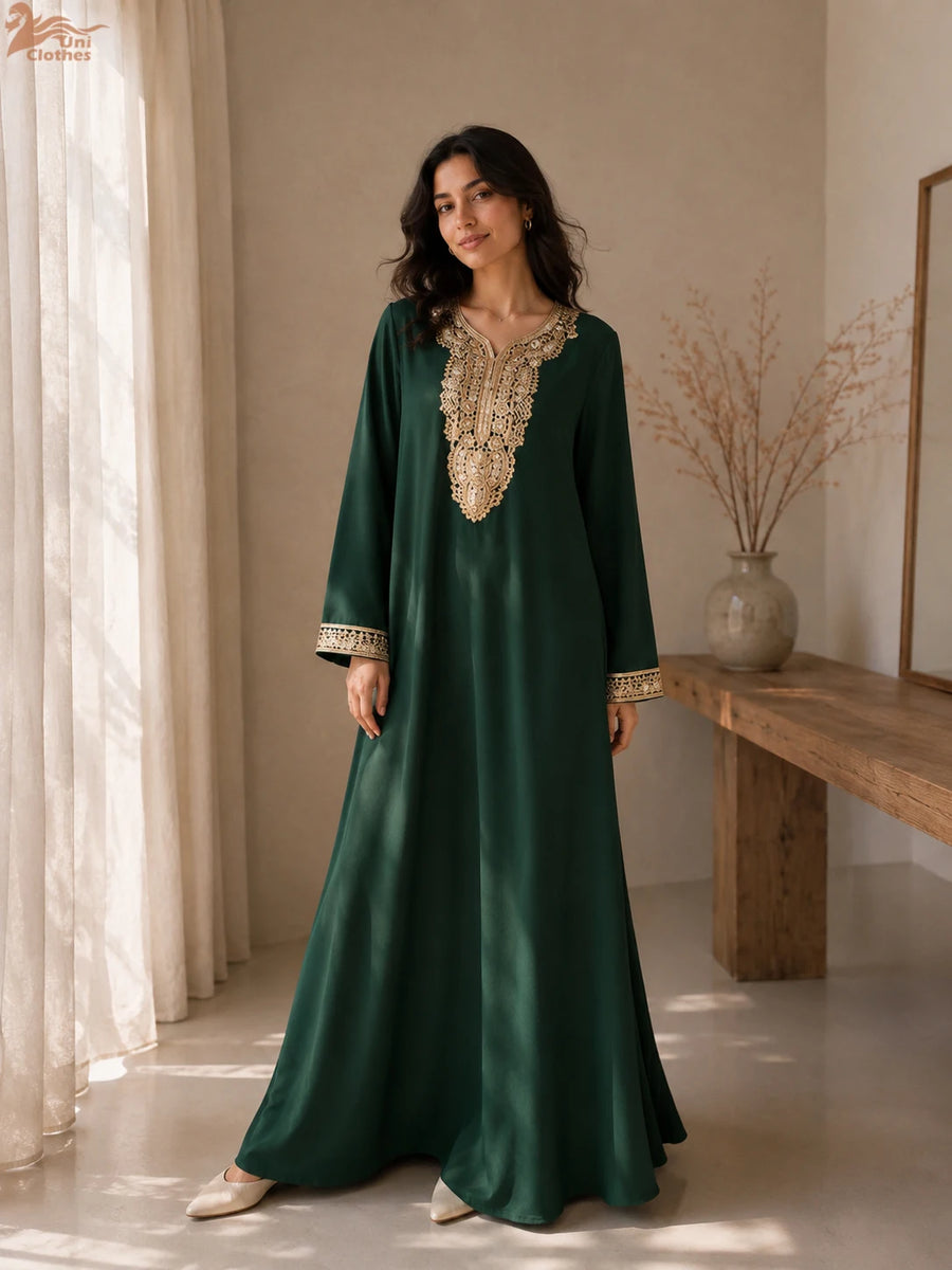 The V-Neck Set – 2-Piece Embroidered Jalabiya for the Muslim Woman in America