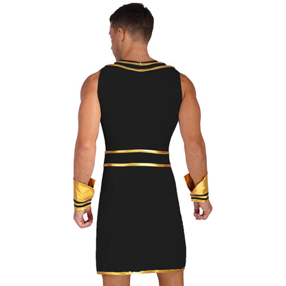 Pharaoh & Spartan Robe Costume – Men's Egyptian God Cosplay with Cuffs