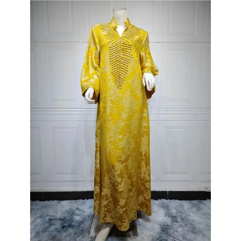 Eid Radiance – Beaded Collar Abaya for the Arab Woman in America