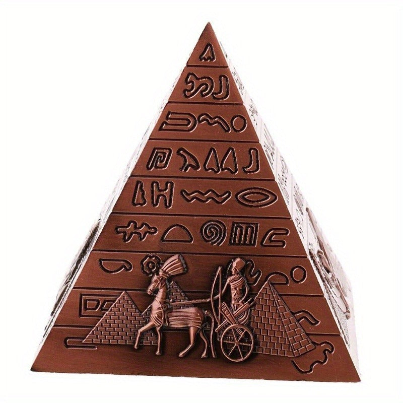 Egyptian Pyramid Alloy Statue – Iron Desktop Ornament, Ancient Wonder Decor