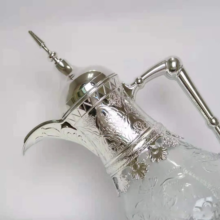 Arabic Glass Water Jug 1600ml – Large Capacity Coffee & Tea Pot with Lid