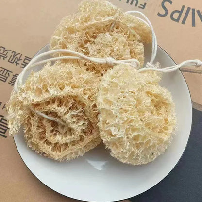 Natural Bath Loofah Exfoliating Body Sponge with Rope Loofah Scrubber for Skin Care Spa Shower Body Bath Brush Kitchen Cleaning