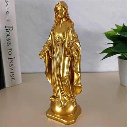 21.5cm Golden Virgin Mary Statues Big Resin Madonna Sculpture Christmas Decorations For Wedding Office Christmas Gift