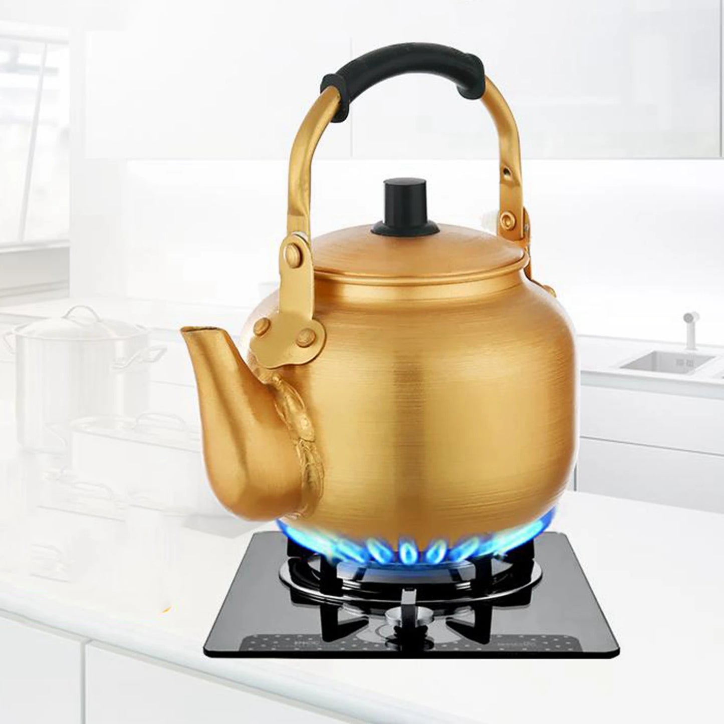 TQH Gold Water Kettle Stovetop Tea Pot Ergonomic Handle Coffee Pot Multifunction Tea Kettle Gas Stove Kettle for Hiking Kitchen