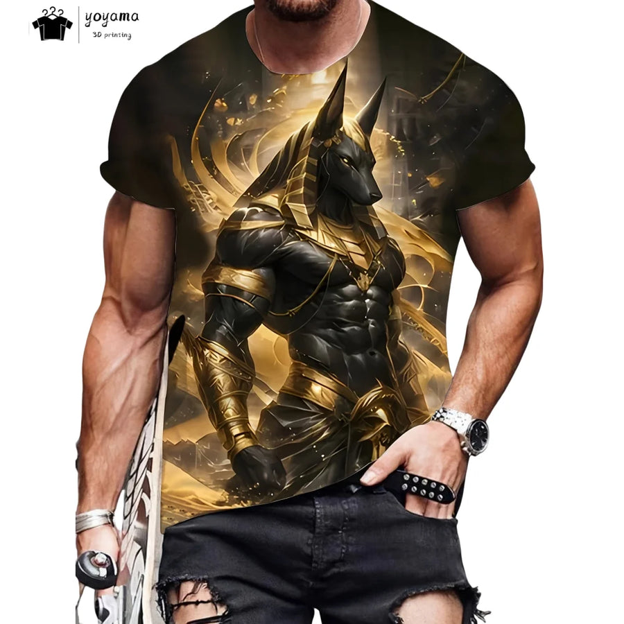 Pharaoh Graphic T-Shirt – Men's Y2K Oversized Egyptian Print Breathable Top