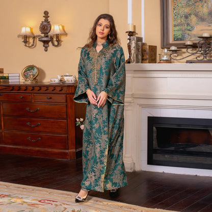 Eid Radiance – Beaded Collar Abaya for the Arab Woman in America