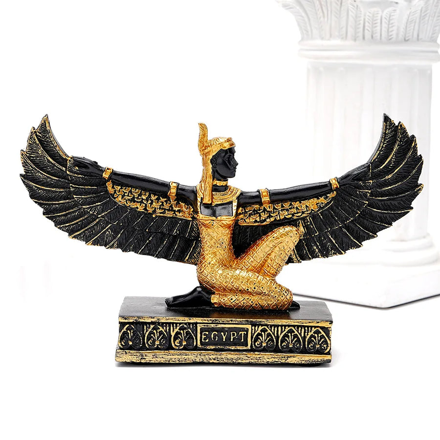 Isis Winged Goddess Resin Figurine – Egyptian Handicraft, Mother of Horus Decor