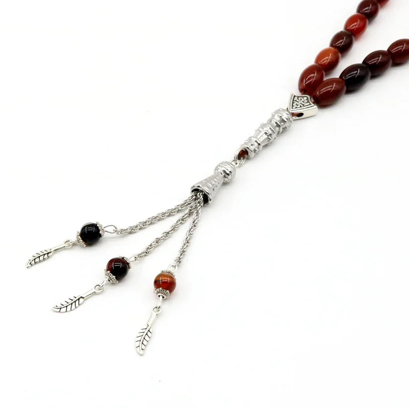 Islamic Tasbih Agate Creative Bracelet 33 Beads Dream Natural Stone Muslim Accessories Tasbeeh Tassel Men's Jewelry Misbaha Gift