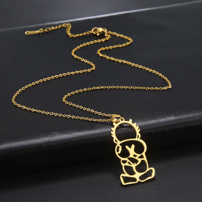 LIKGREAT Fashion Jewelry Handala Hanzala Palestine Stainless Steel Necklace Boy Pendant Chain Necklace Gift for Women Men New