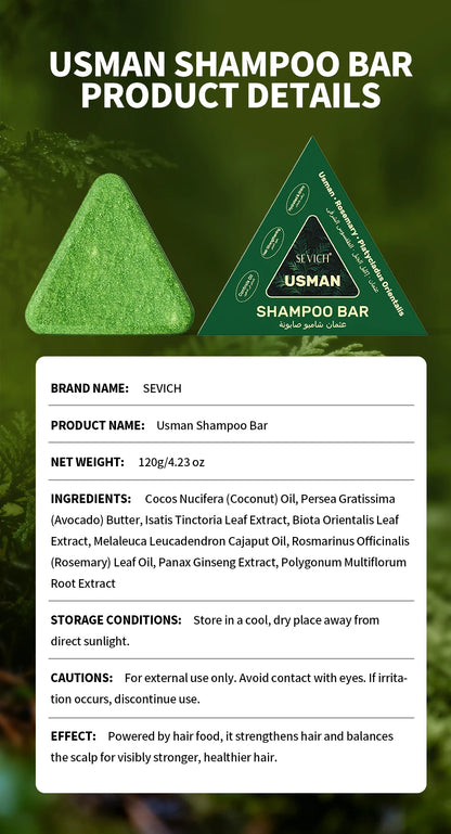 120g Usman Grass Herbal Shampoo Soap Hair Loss Treat Solid Shampoo Bar Strengthen Hair Root Oil Control Hair Growth Hair Care