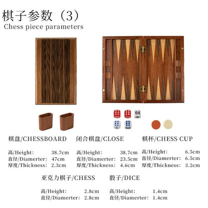 Solid Wood Backgammon Set Educational Family Board Game Leisure Entertainment