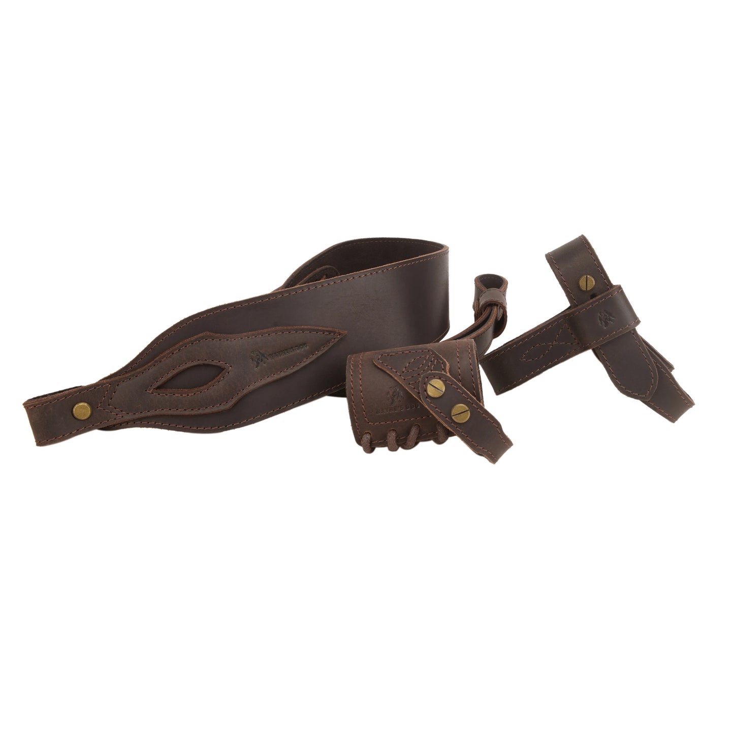 WAYNE'S DOG 1 Combo LeatherRifle Gun No Drill Harnessed Buttstock Holder with Barrel Mount with Matched Gun Sling Shoulder Strap