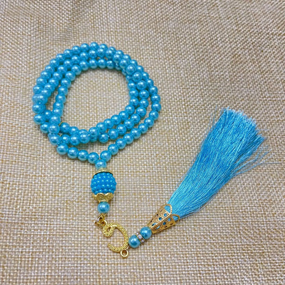 6mm 99 Islamic Rosary Beads Bracelet Muslim Glass Imitation Pearl Bracelet Chanting Prayers Women's Jewelry Accessories Gift