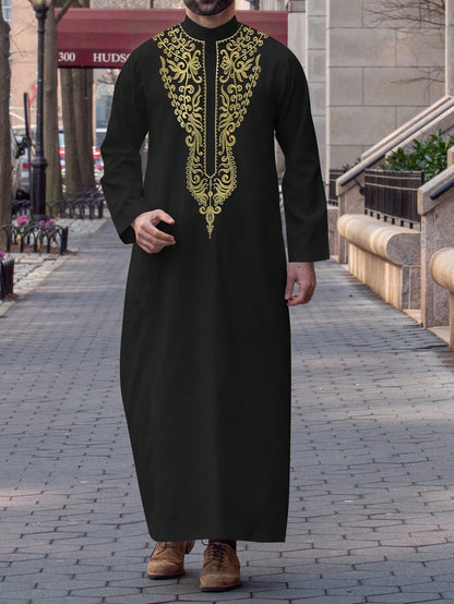 Luxury men's Muslim long sleeve Embroidered garment Embroidered new long sleeve Islamic robe for Muslims