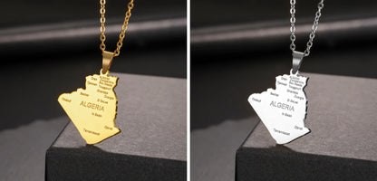 Kkjoy Fashion Stainless Steel Gold Color Map of ALGERIA Pendant Necklace For Women Men Map Design Hip Hop Jewelry Gift Wholesale