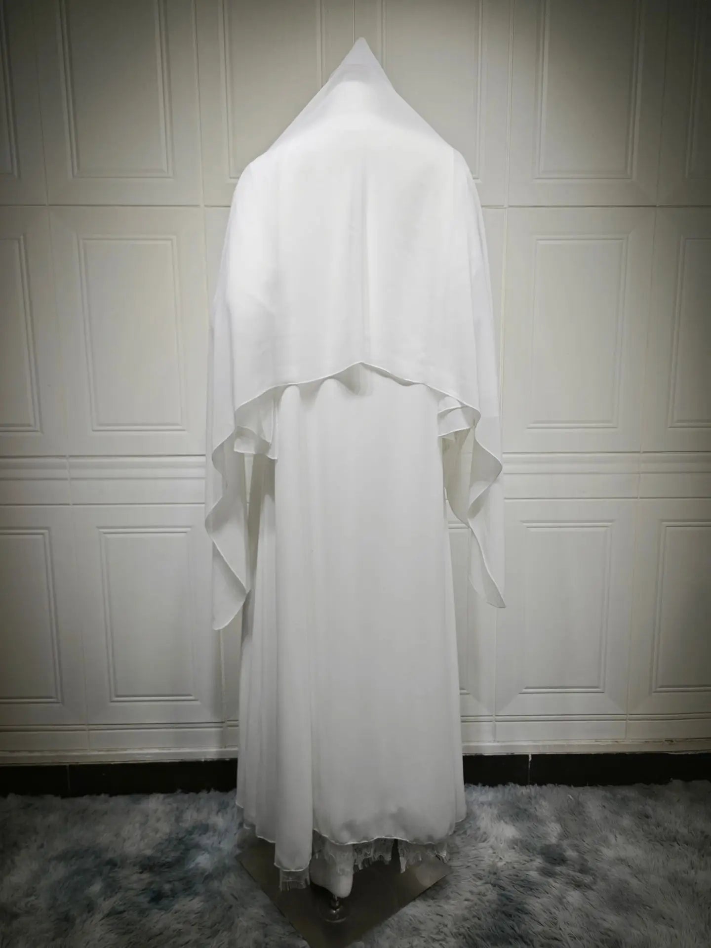 White Purity – The Solid Open Abaya with Hijab for the Muslim Woman in America