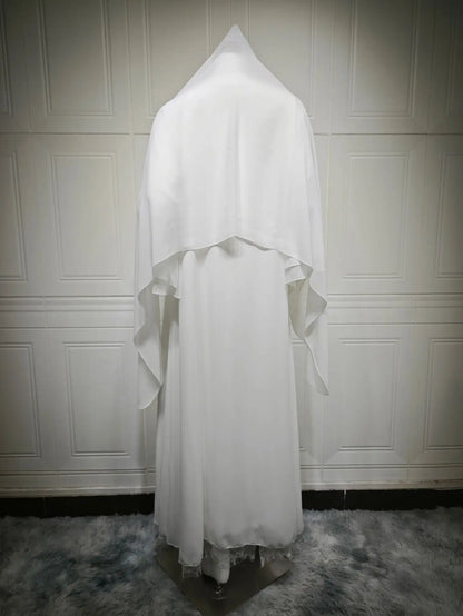 White Purity – The Solid Open Abaya with Hijab for the Muslim Woman in America