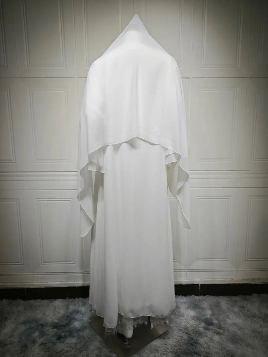 White Purity – The Solid Open Abaya with Hijab for the Muslim Woman in America