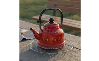 Enamel Kettle for Boil Water Round Teapot Easy to Clean Vintage Water Kettle Anti-Scald Water Kettle for Stovetop Kitchen Home