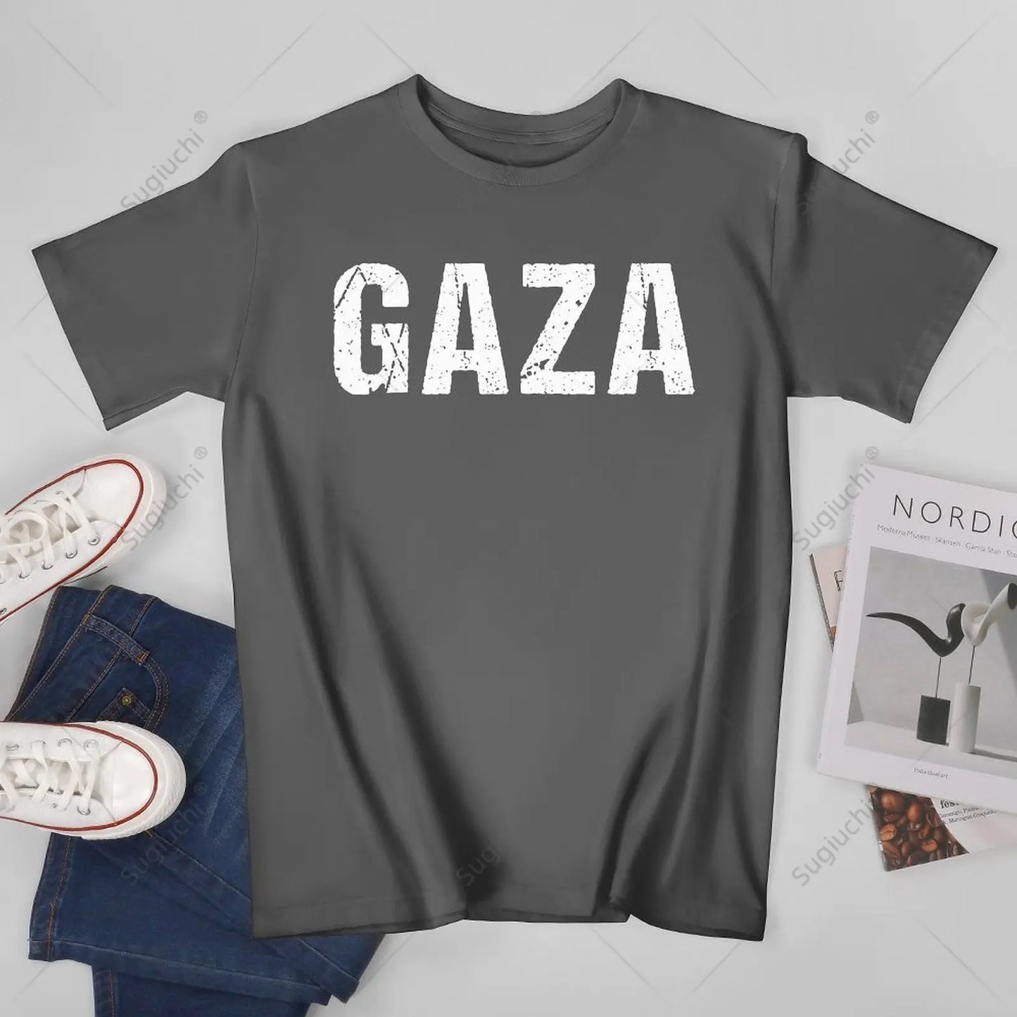 Unisex Men Vintage Gaza Palestine City Tshirt Tees T Shirts Women Boys 100% Cotton T-Shirt