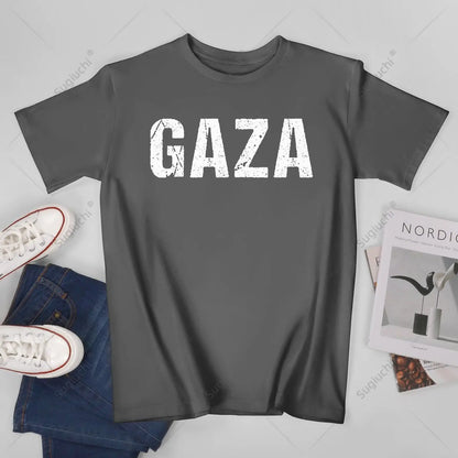 Unisex Men Vintage Gaza Palestine City Tshirt Tees T Shirts Women Boys 100% Cotton T-Shirt