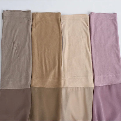 Elegant Pearl Chiffon Satin Cotton Women's Scarf Tube Hijab Muslim Headscarf Middle Eastern Long Shawl