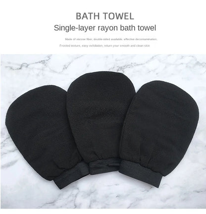 Single Piece Black Bath Towel Gloves Medium Sand Single Layer Double-Sided Massage Bath Towel Back Rub Bath Towel Exfoliate Dead Skin