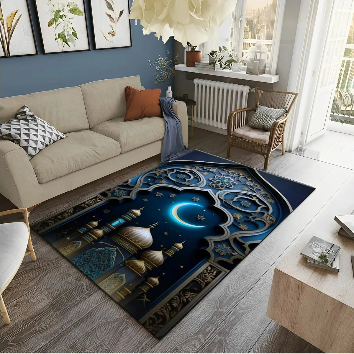 Muslim Prayer Rug – HD Printed Ramadan Worship Carpet | Non-Slip Washable Floor Mat for Living Room, Bedroom & Home Decor