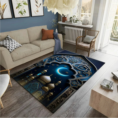 Muslim Prayer Rug – HD Printed Ramadan Worship Carpet | Non-Slip Washable Floor Mat for Living Room, Bedroom & Home Decor