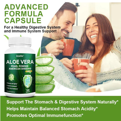Bcuelov Aloe Vera Capsules Help Promote Healthy Digestion, Detoxify, Cleanse The Stomach and Boost The Immune System.
